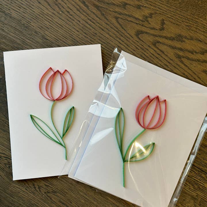 Craftify Mom – wholesale Vardagliga hälsningskort – 3D Quilled Tulip Card, handgjorda papper Blommiga hälsningar1