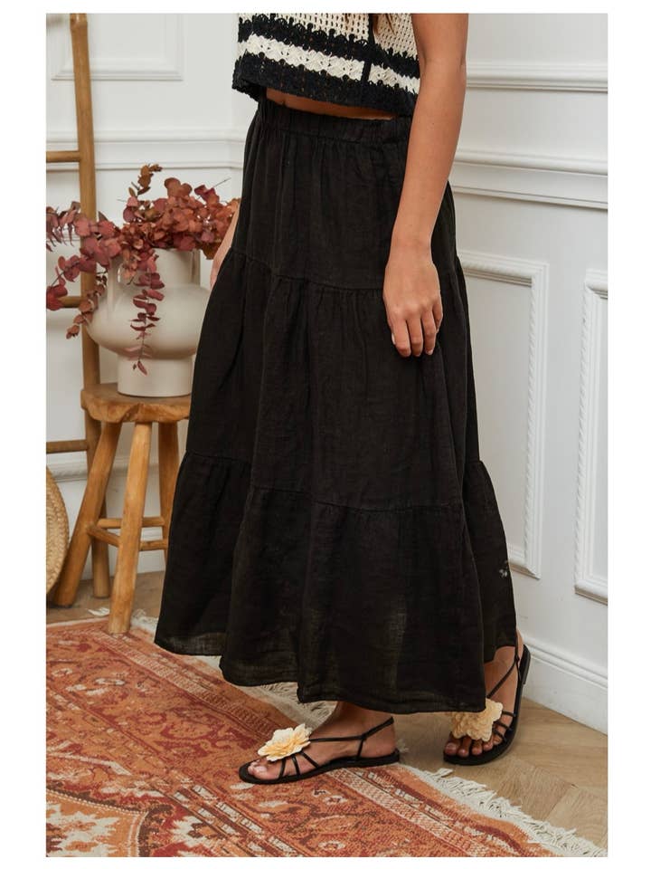LÉA & LUC - Wholesale Skirt - Women's - 100% Linen Skirt REF. 834829