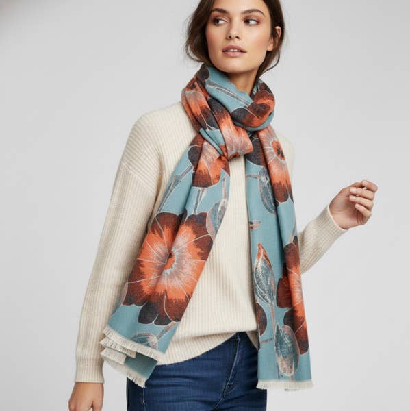 SAACHI - Wholesale Scarf - Women's - Reversible Blooming Botanical Scarf