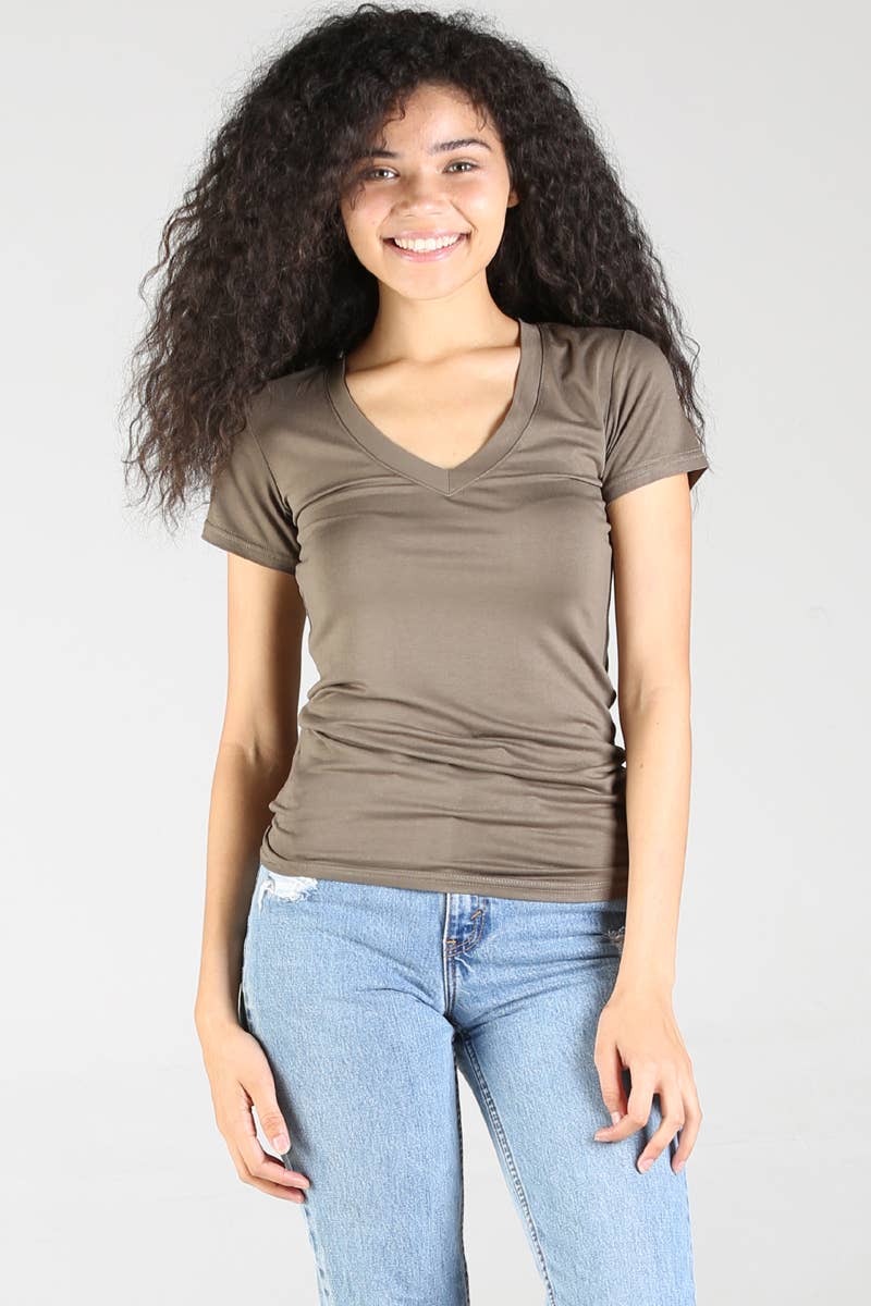 ANGIE - Vendita all'ingrosso Maglietta - Donna - Maglietta basica a scollo a V X2731-ASIS25