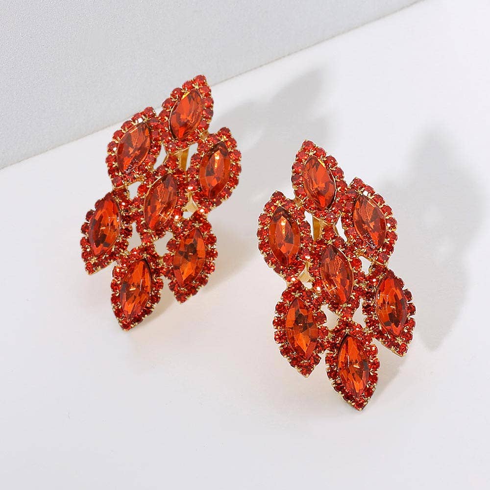 Sensibling Corp. - Wholesale Clip-On Earrings - Marquise Stone Embellished Clip On Earrings5