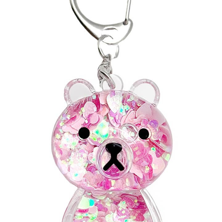 LASR – wholesale Keychain – Women's – Kira Kira Bear Globe Pink Hearts Keychain1