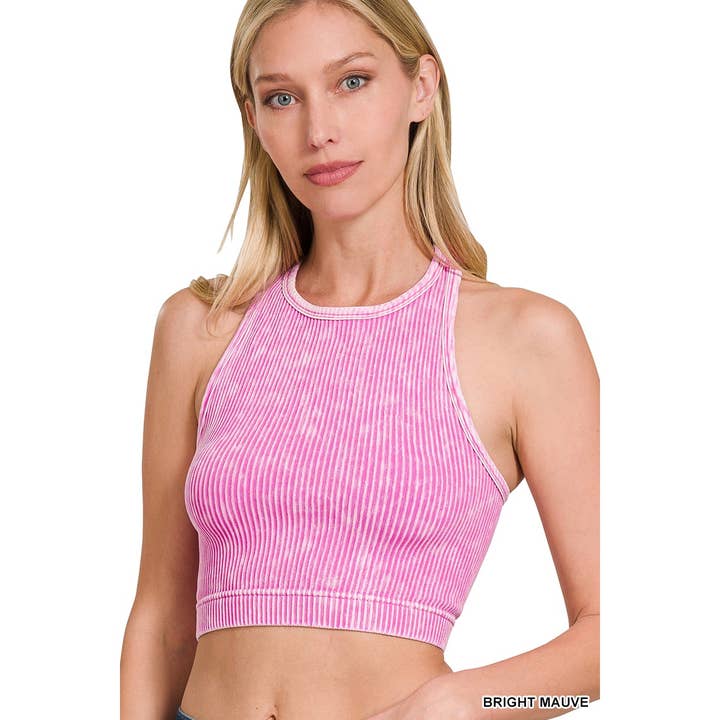 Apolline - Vente Débardeur – femme - HAUT COURT CÔTELÉ DÉLAVÉ SANS COUTURES À DOS NAGEUR4