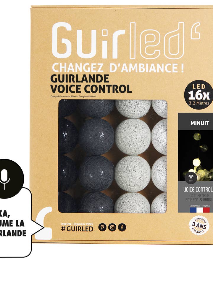 Controlo de Voz Meia-Noite Algodão Bola Light Garland por atacado de Guirled