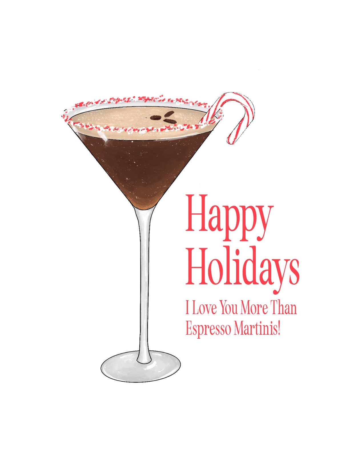 Maddon and Co - Venta al por mayor Tarjetas de Navidad - Tarjeta Espresso Martini Candy Cane1