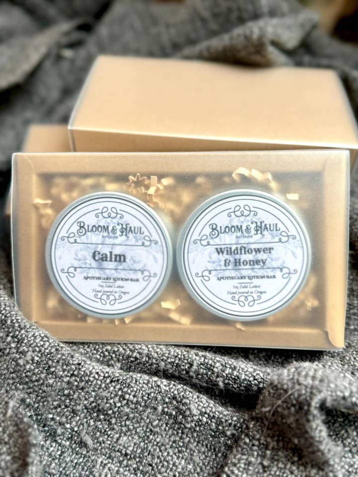 Gift Box of 2 Beeswax Lotion Bars for wholesale by Bloom & Haul