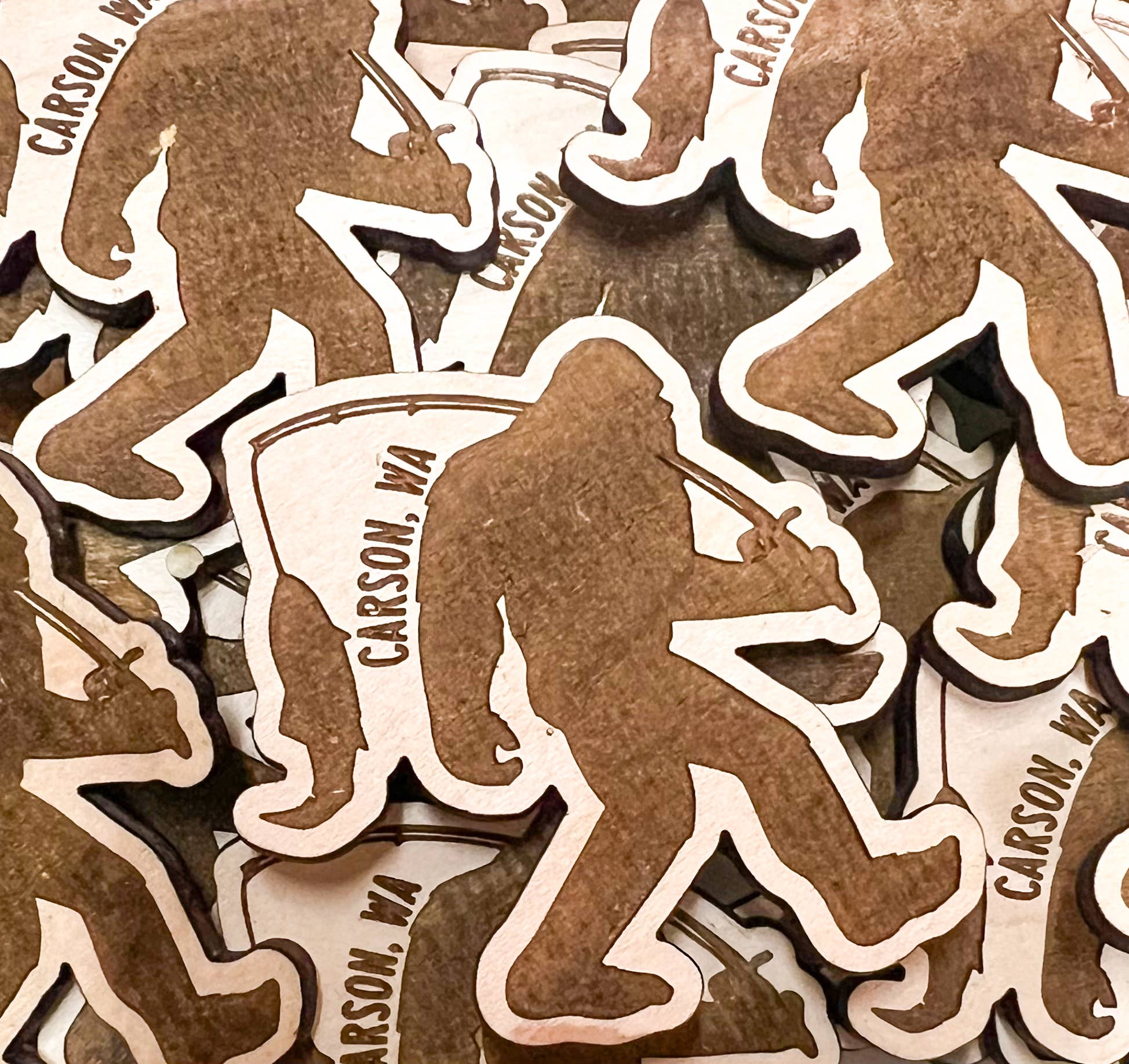 Wild Larch Creative - Wholesale Magnet - Bigfoot Fishing Wooden Magnet-Custom Personalized City/State1