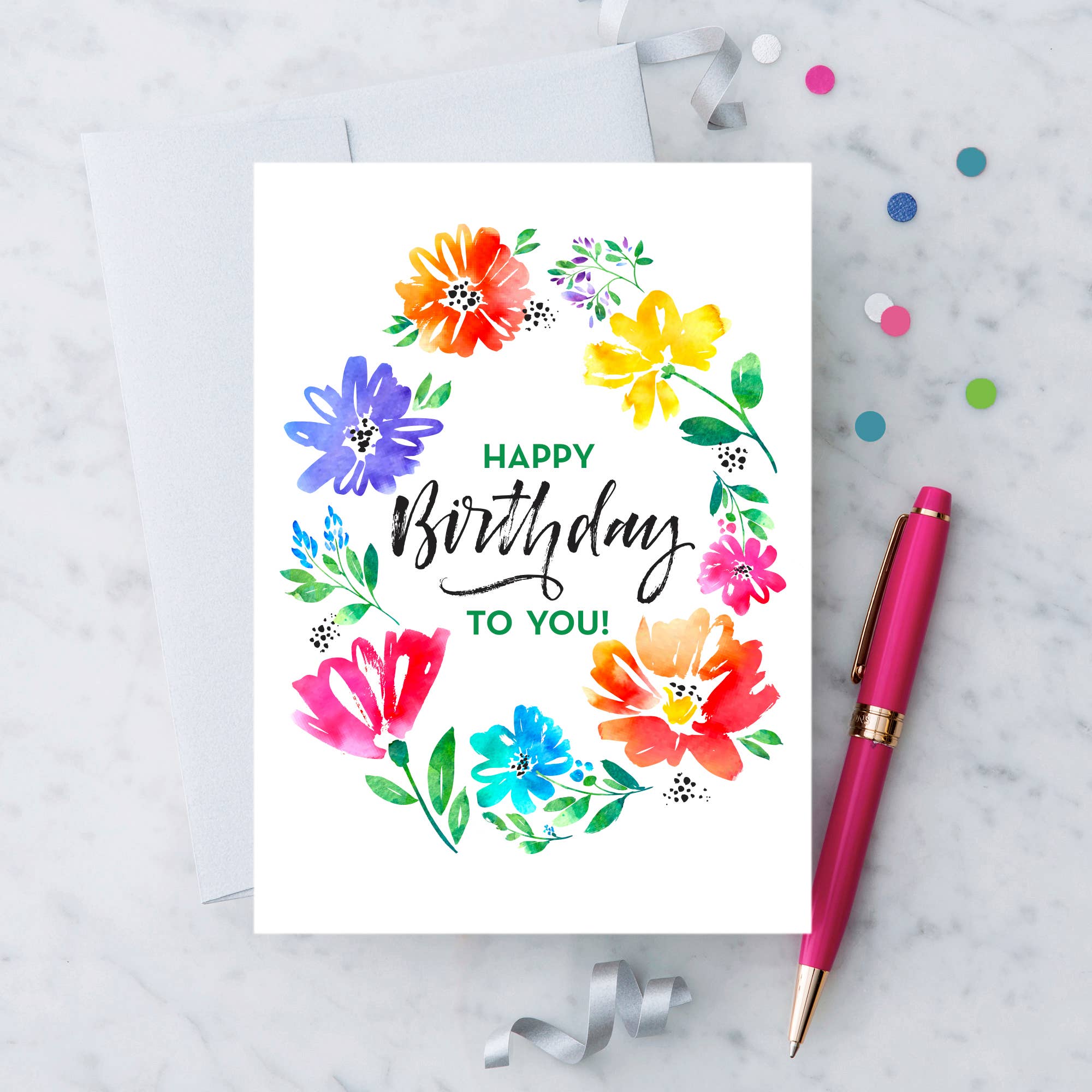 Design With Heart – wholesale Födelsedagskort – Grattis på födelsedagen blommor - födelsedagskort0