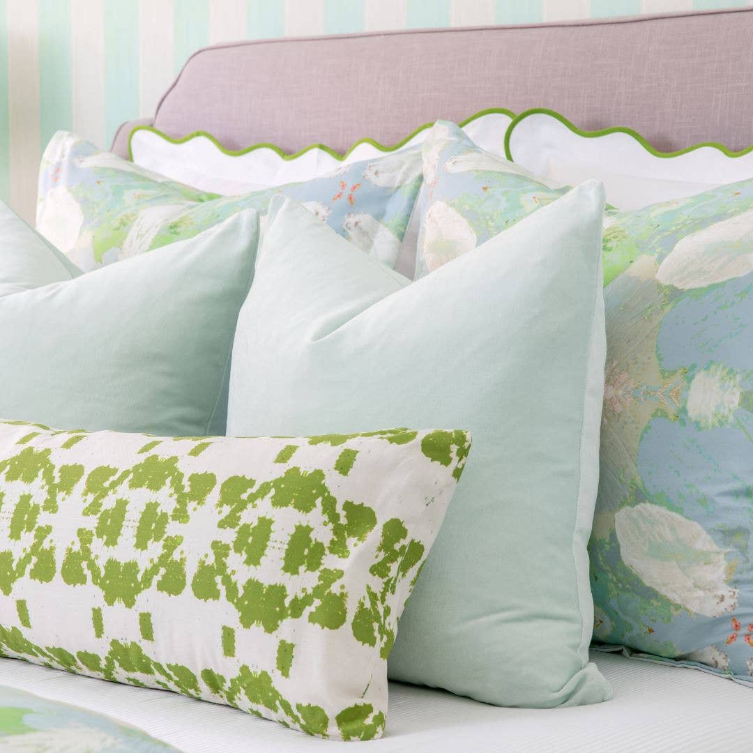 Laura Park Designs - Wholesale Bedding Pillowcase/Sham - Scalloped Sham, Green / White6