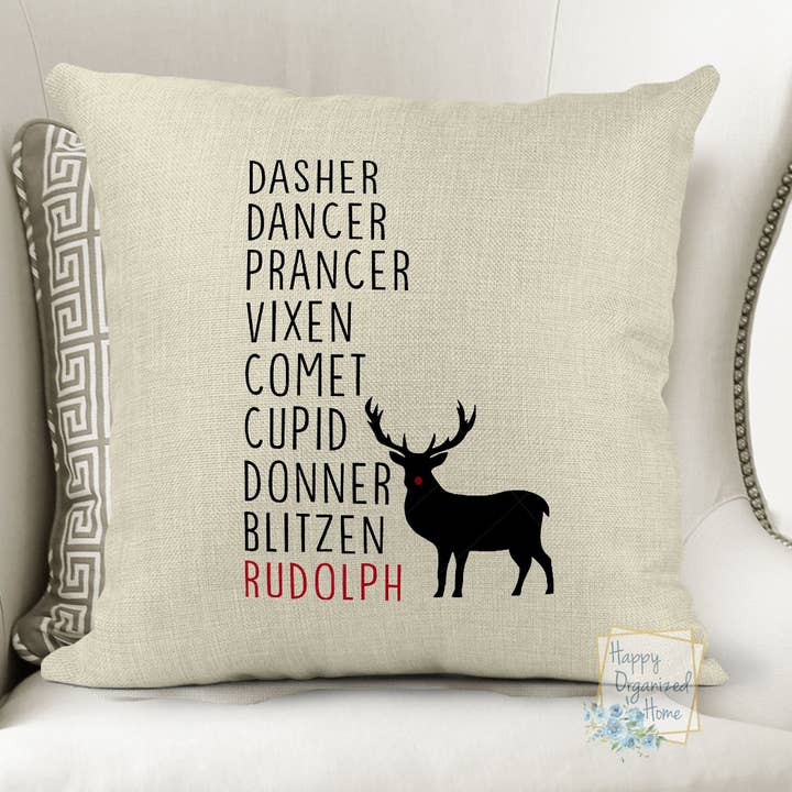 Housse de coussin « Rindeer Rudolph », décoration de Noël, décoration intérieure pour la vente par Happy Organized Home