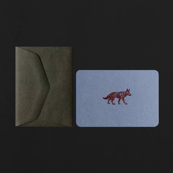 Mini WOLF card + mini khaki envelope for wholesale by le typographe
