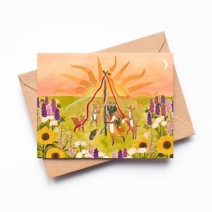 Summer Solstice Single Blank Greeting Card for wholesale by Randi Lynn Reed Illustration