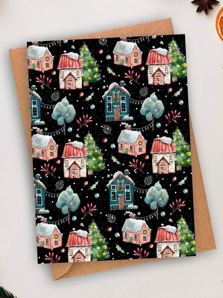 Nostalgic Village - Greeting Card for wholesale by Sarah Choquette Scott Artiste