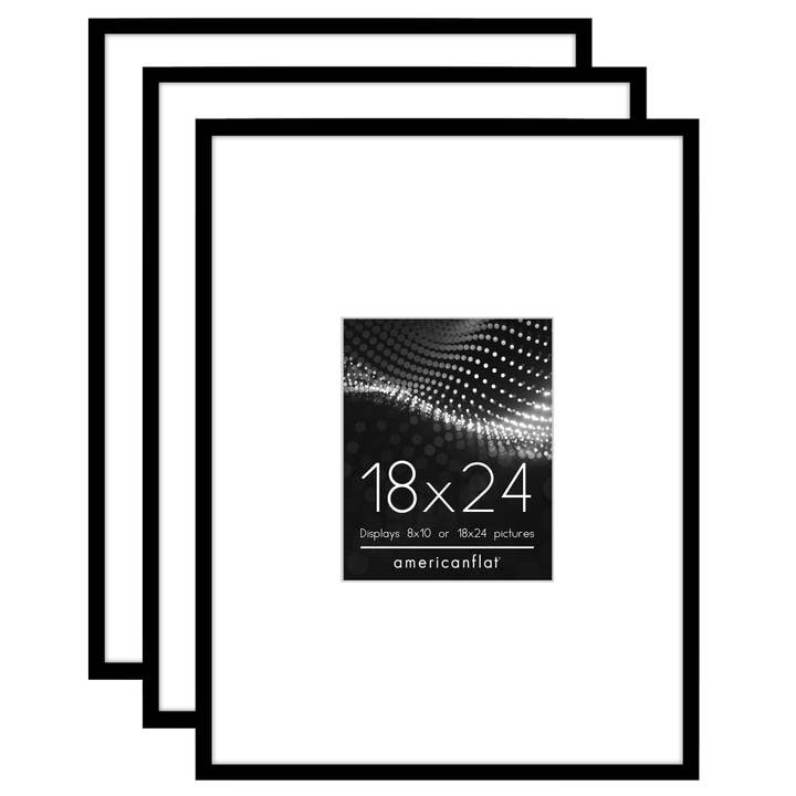 Black Americanflat 18x24 Poster Frame or 8x10 with Mat - Set of 3 for wholesale on Faire