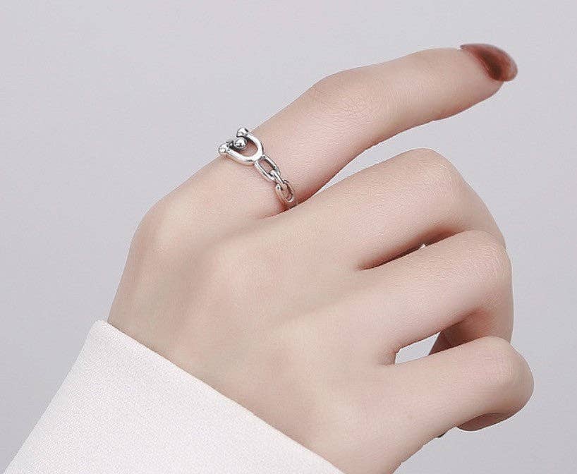 Exsito - Wholesale Band/Stacked Ring - S925 Sterling silver U-shaped horseshoe buckle3