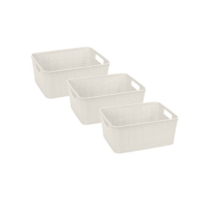 Moda at Home Enterprises, Ltd – wholesale Basket – N&T 3PC WEAVE STORAGE BASKET SET WHITE