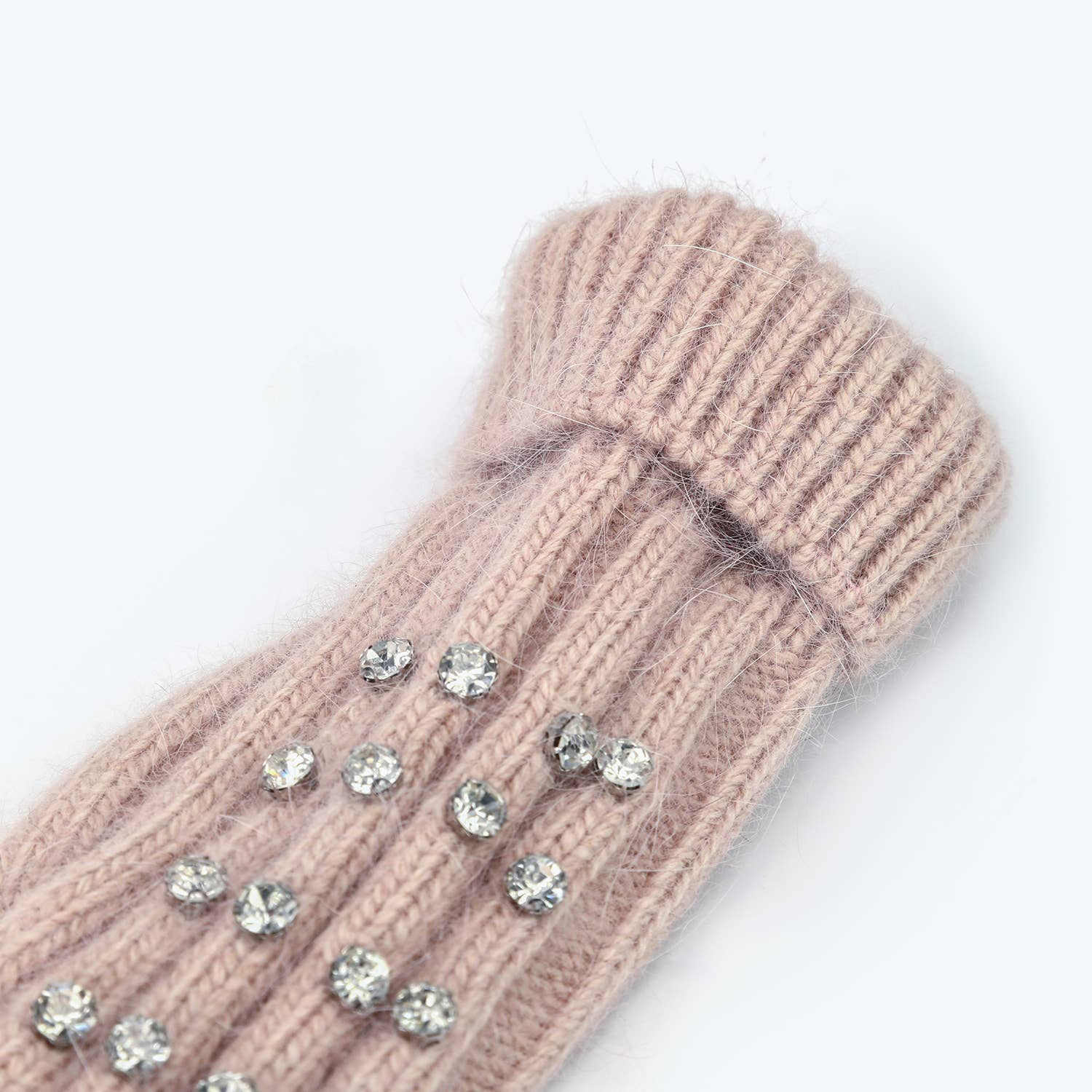 PEACH ACCESSORIES - Wholesale Gloves - Women's - Elegant Knitted Gloves with Rhinestone in Silver SD004-2 6