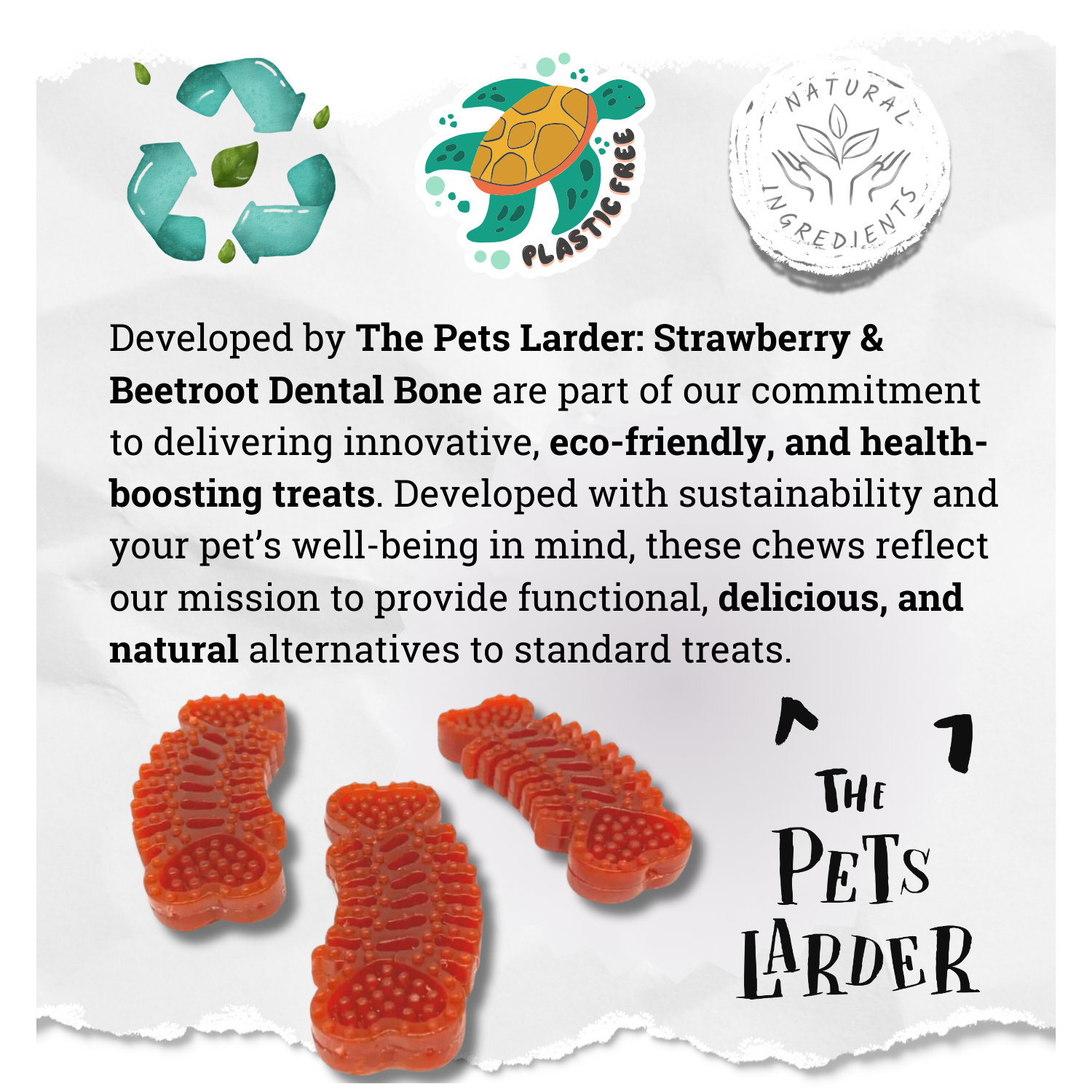 The Pets Larder – wholesale Pet treats – Dog – Strawberry & Beetroot Dental Bone Chew for Dogs3