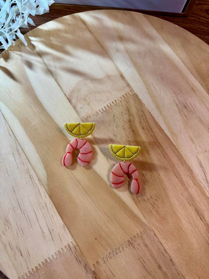 Shrimp Cocktail Polymer Clay Earrings for wholesale by Watch Me Bloom