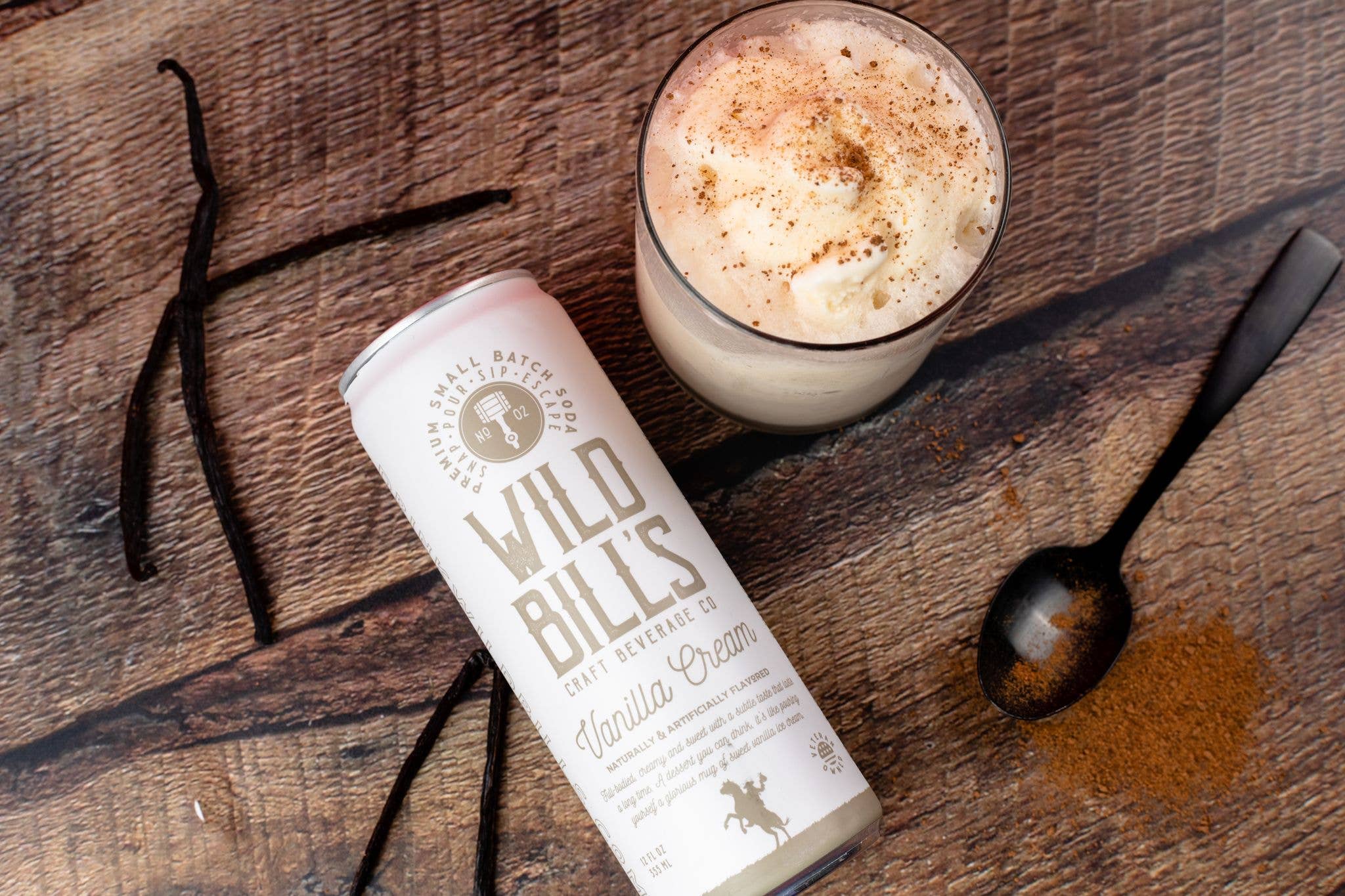 Wild Bill’s Craft Beverage Co. - Vente Sodas/boissons gazeuses - Crème à la vanille - Soda au sucre de canne de première qualité, paquet de 4,1