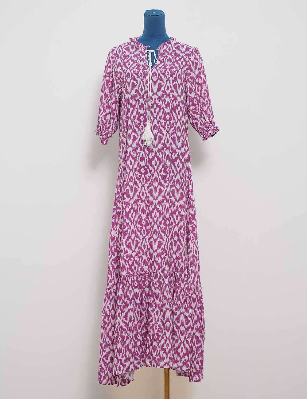 Sweetkama - Vendita all'ingrosso Copricostume - Donna - Vestito lungo copricostume da spiaggia con stampa a rombi FYH890010