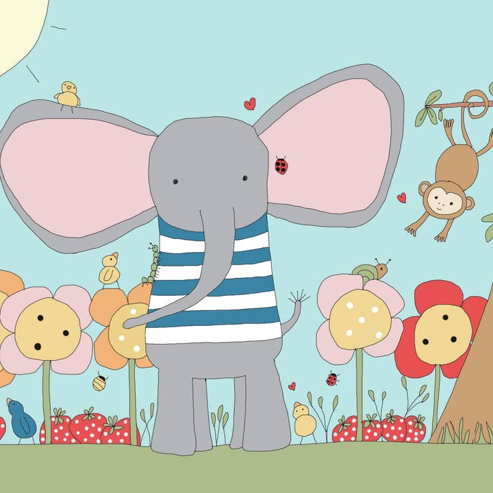 Gretting card "Baby elephant" for wholesale by Elle Bee Art Studio