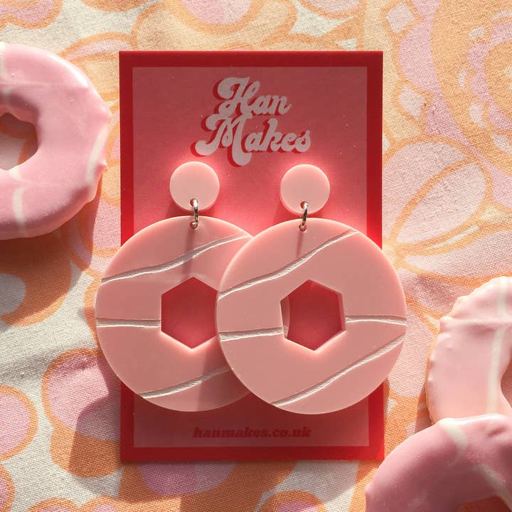 Party Ring Earrings - Pastel Pink for wholesale by Han Makes Jewellery