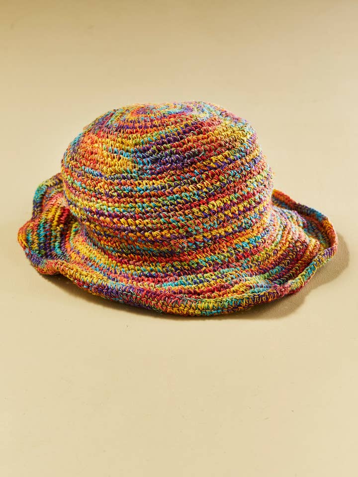 Multi Rainbow Hemp Hat for wholesale by Namaste