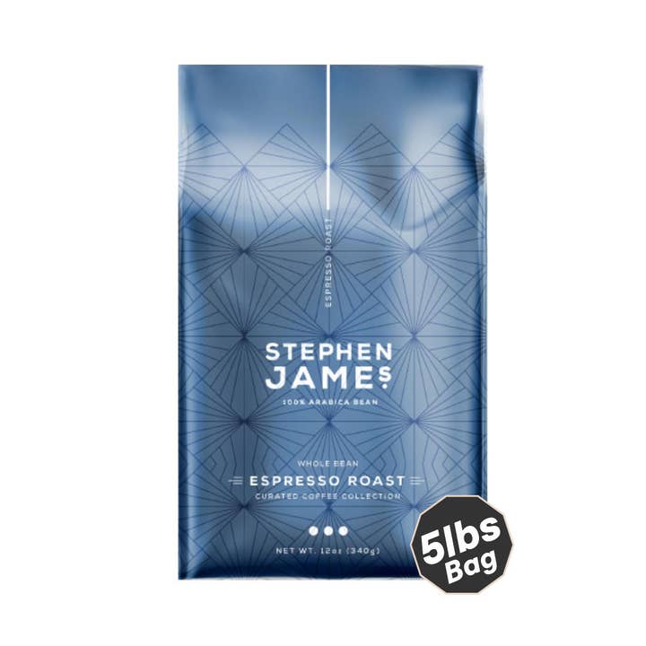 Espresso Roast 5 lbs Whole Bean Case Pack of 3 for wholesale by Stephen James Curated Coffee Collection