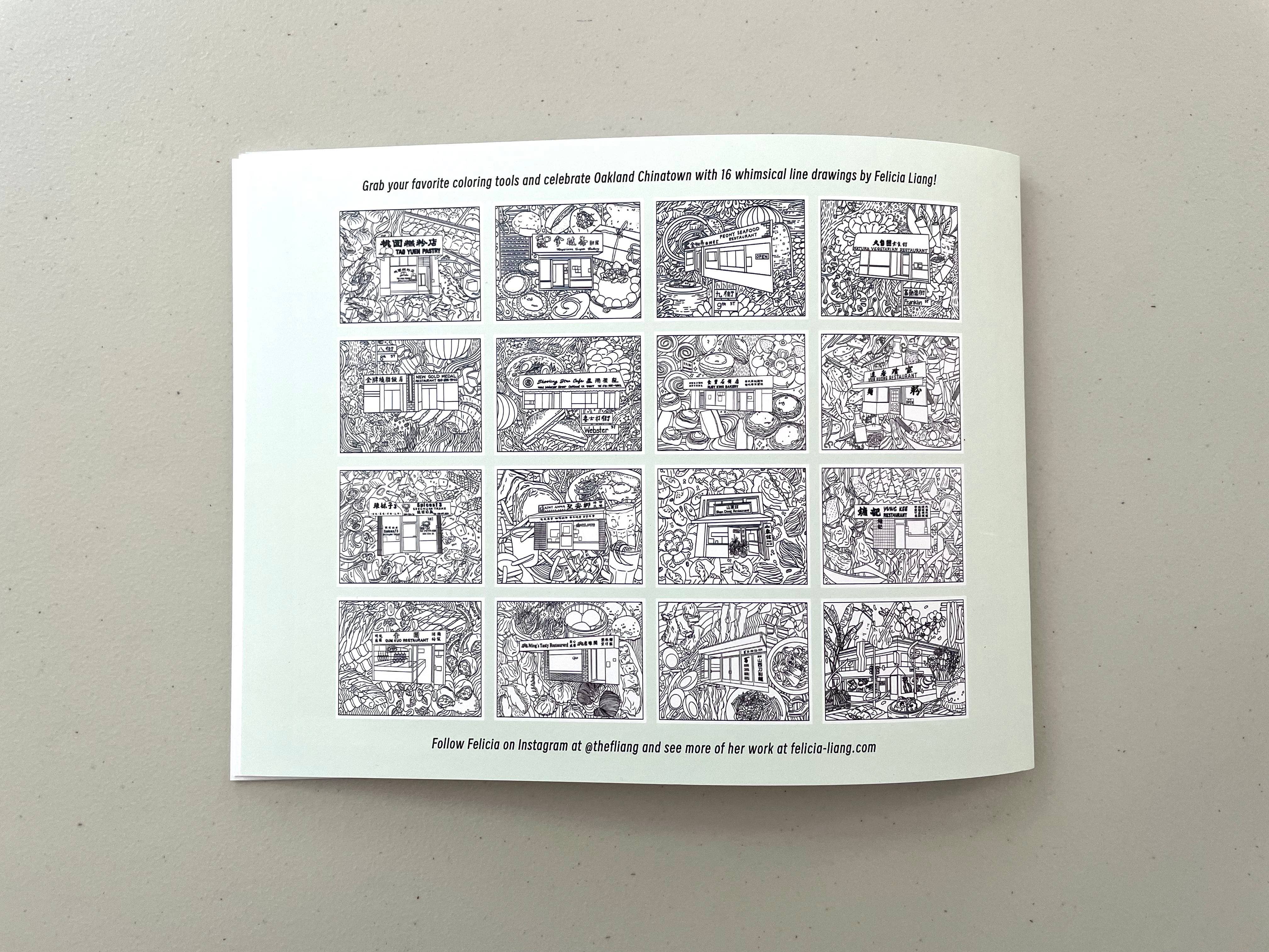 Felicia Liang - Wholesale Coloring Book - Adult - Oakland Chinatown Coloring Book1