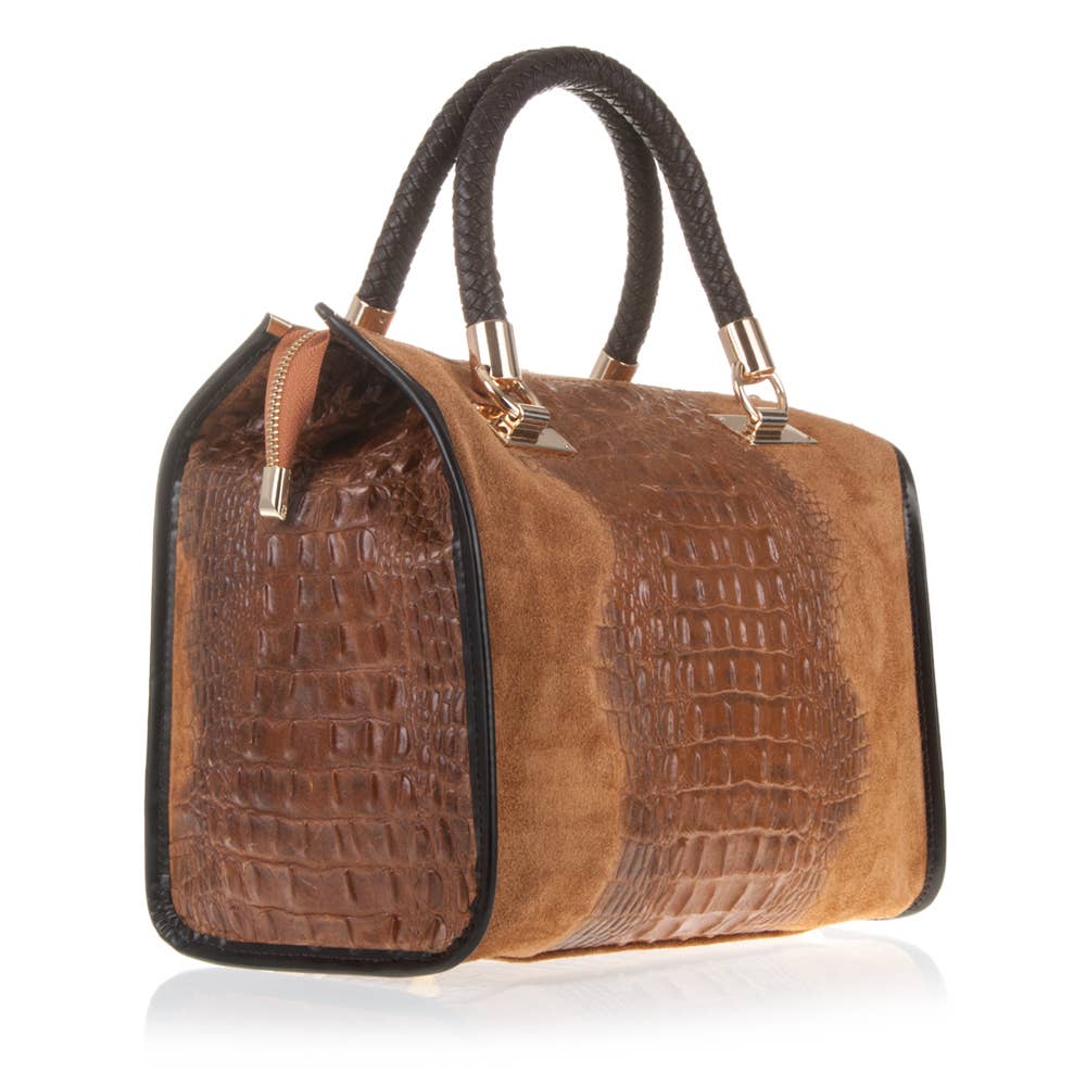 FIRENZE ARTEGIANI – Bolsa de ombro – Mulher por atacado – Sacola feminina Anacapri. Camurça de couro genuíno gravada14