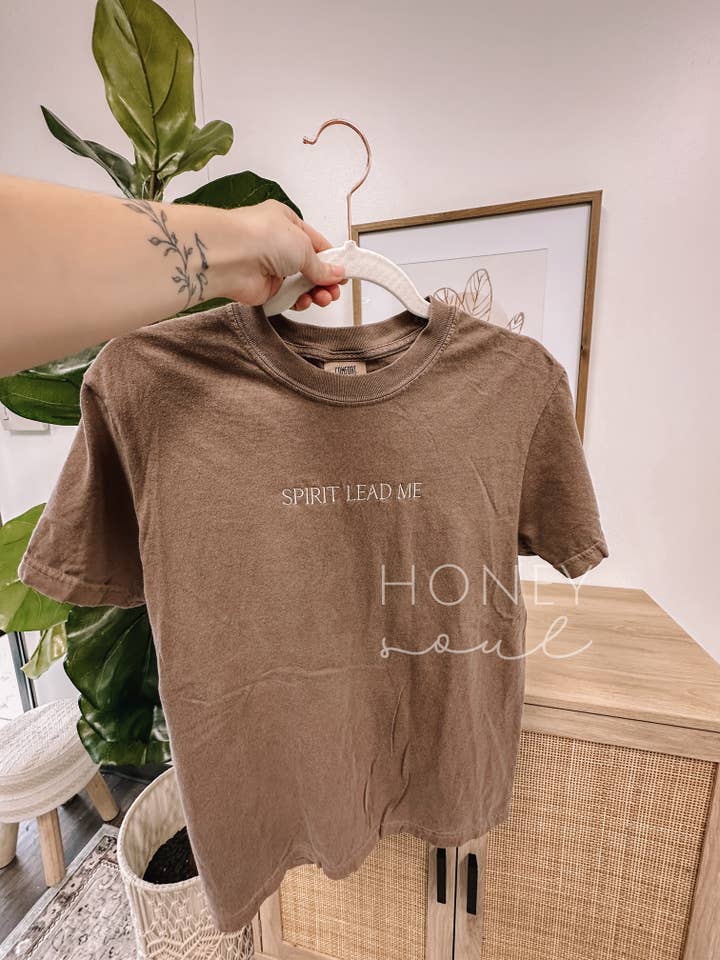 Embroidered Spirit Lead Me Tee for wholesale by Honey Soul LLC