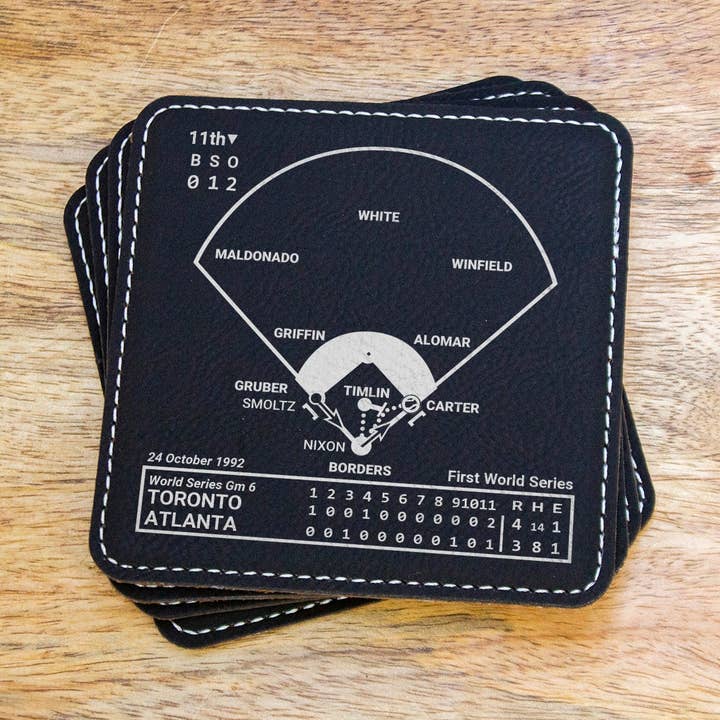 Greatest Blue Jays Plays: Leatherette Coasters (Set of 4) for wholesale by Playbook Products