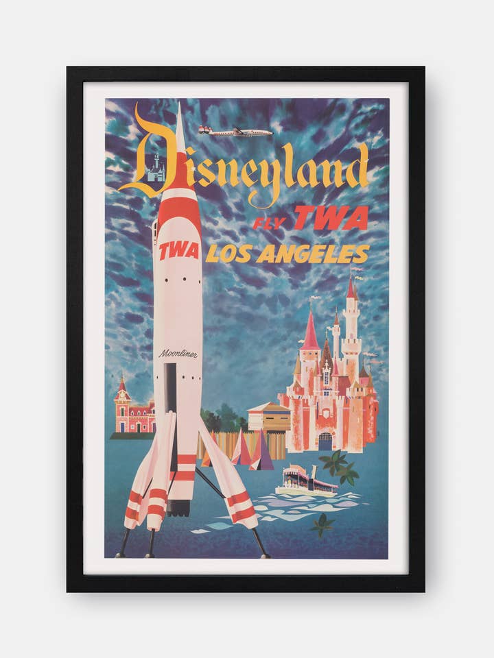 Fly TWA (Los Angeles, Disneyland) 1955 Affisch för wholesale av The Curious Desk
