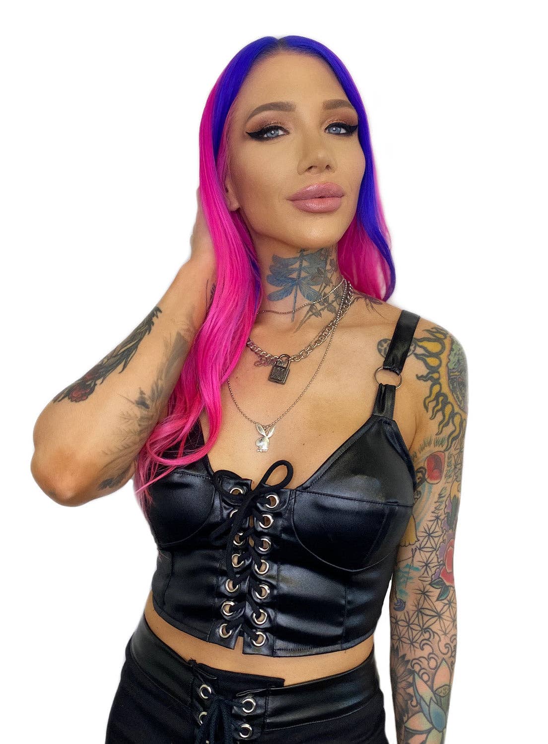 Switchblade Stiletto - Venta al por mayor Blusa - Mujer - Top de sujetador con corbata en contraste de Madonna, más colores