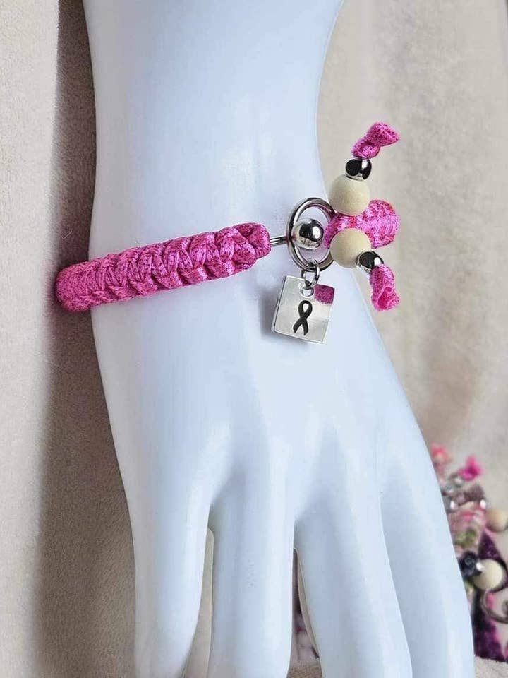Breast Cancer Awareness bangle bracelet for wholesale by 3 Spoiled Sisters