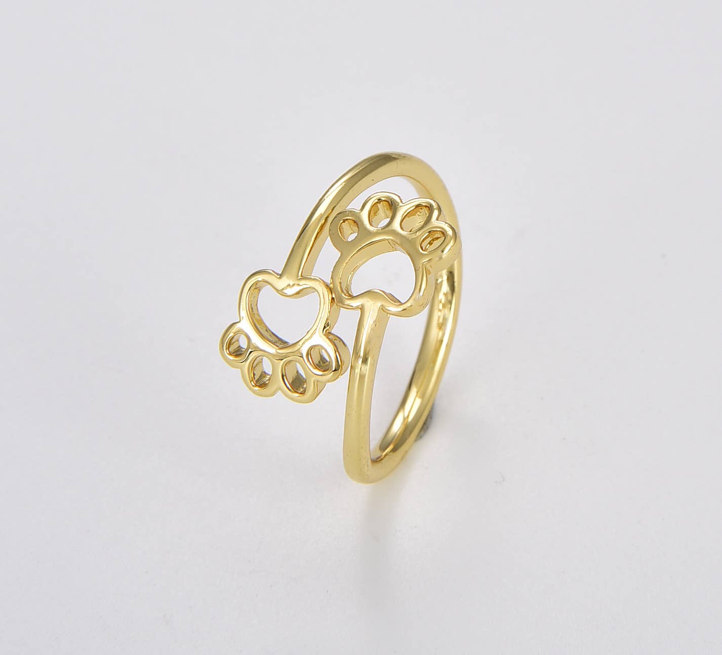 Beads Creation – wholesale Band/stacked ring – Double Paw Print Ring, Adjustable Ring, Stackable Ring RG1481