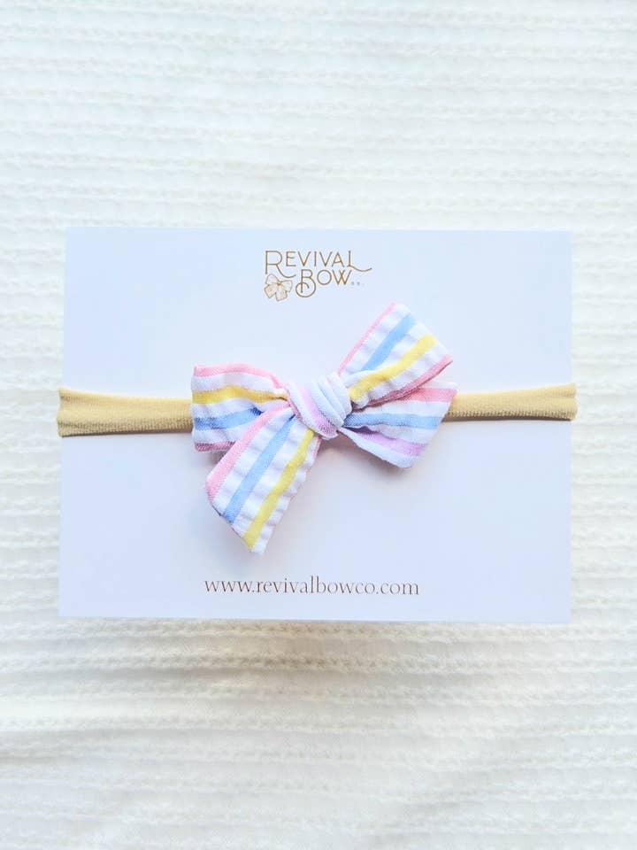 Mini lazo hecho a mano / Rayas de caramelo para venta al por mayor de Revival Bow Co.