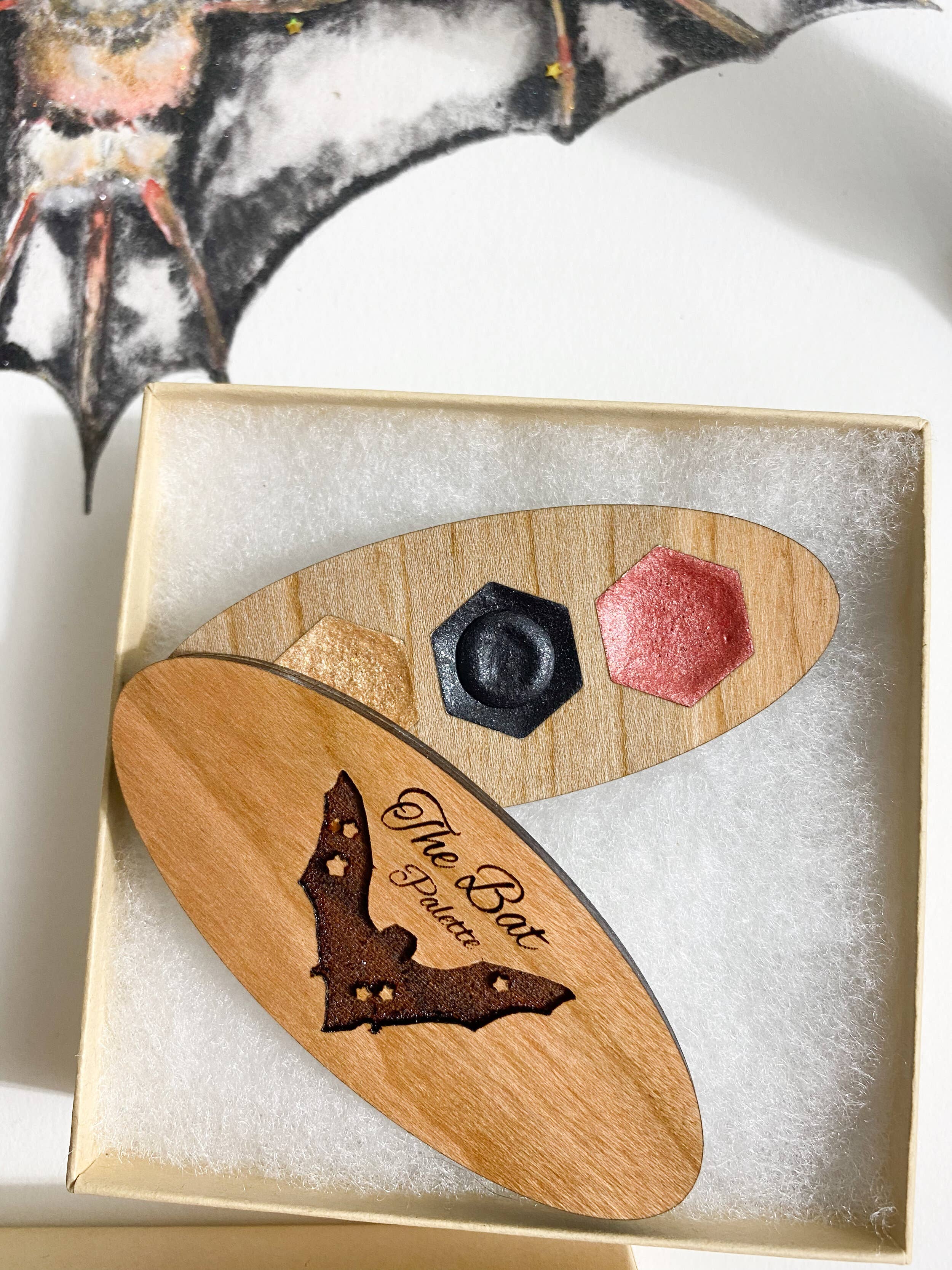 Alexa K - Wholesale Palette/Mixing Tray - The Bat Watercolor Palette / Artist Made Art Supplies1