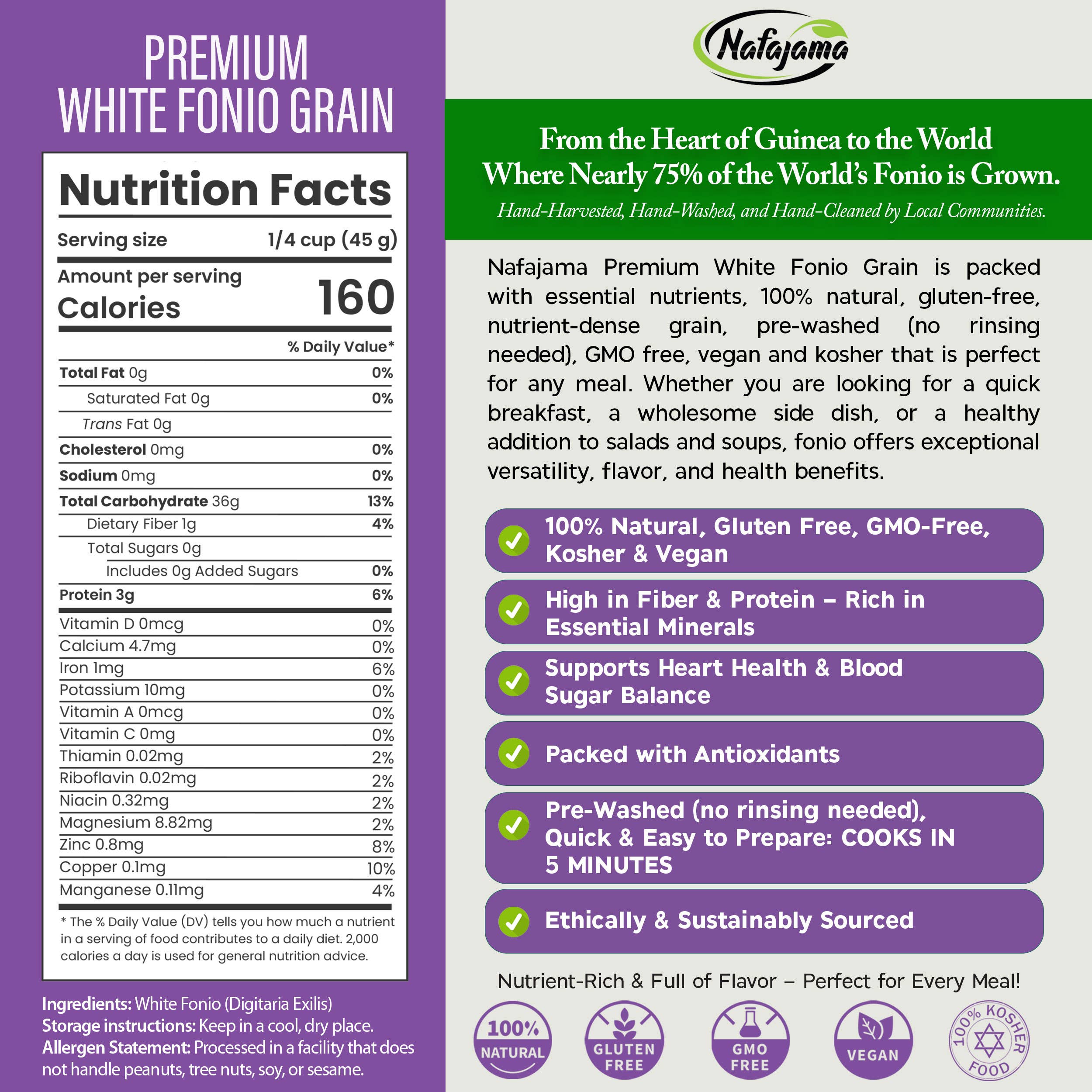 Nafajama - Wholesale Volle granen - Nafajama Premium Witte Fonio Graan - 1 Pallet (1000 kg)2