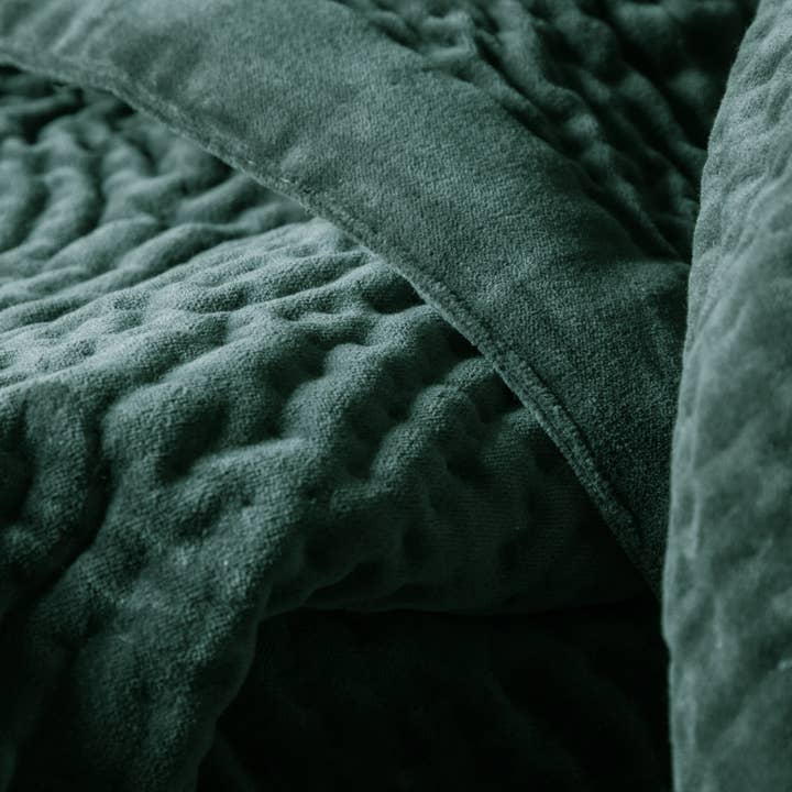 Haze Velvet Quilted Throw Seafoam for wholesale on Faire