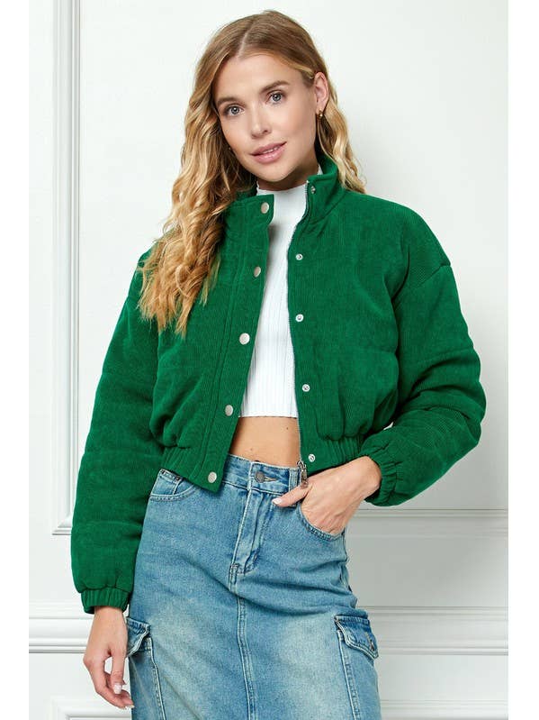 Corduroy Puffer Crop Bomberjakke for engroshandel hos MintChoco