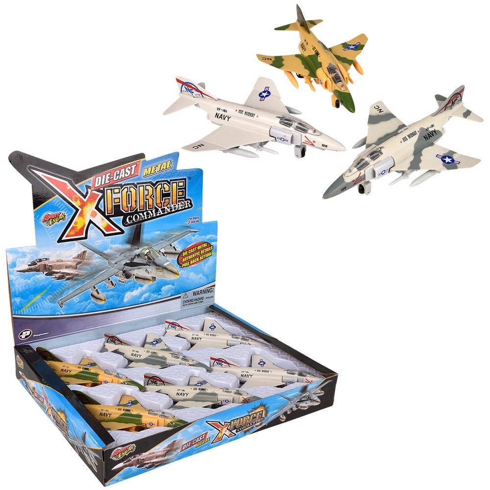 The Toy Network - Wholesale Toy Plane - Kids - 7" Die-Cast Pull Back F-4 Phantom  6pcs/Display0