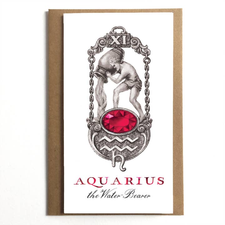 Vandmanden vandbæreren; Vintage Zodiac Lykønskningskort; Kort til Aquarius; Vintage astrologi; Unik astrologi; Astrologisk Sign for engroshandel hos A Zillion Dollars