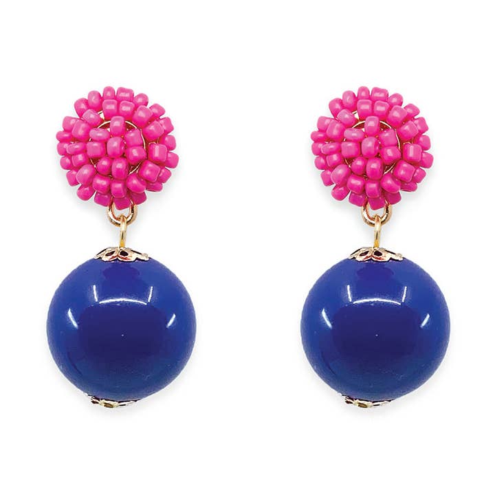 Seed Bead Earrings - Candy - Navy for wholesale by Fornash