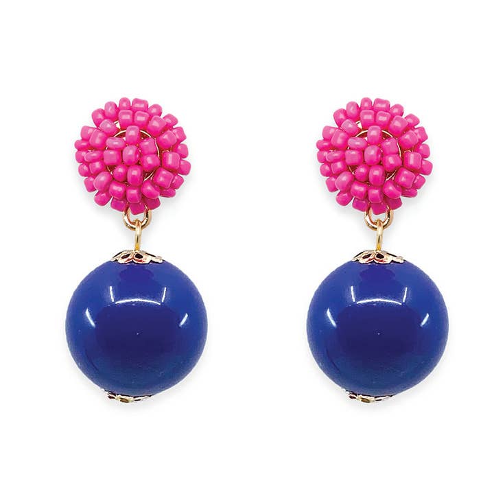 Seed Bead Earrings - Candy - Navy for wholesale by Fornash