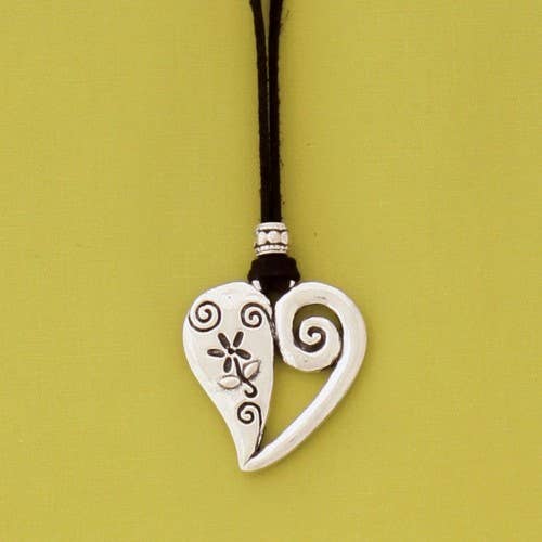 Open Heart Suede Cord Necklace for wholesale by Basic Spirit