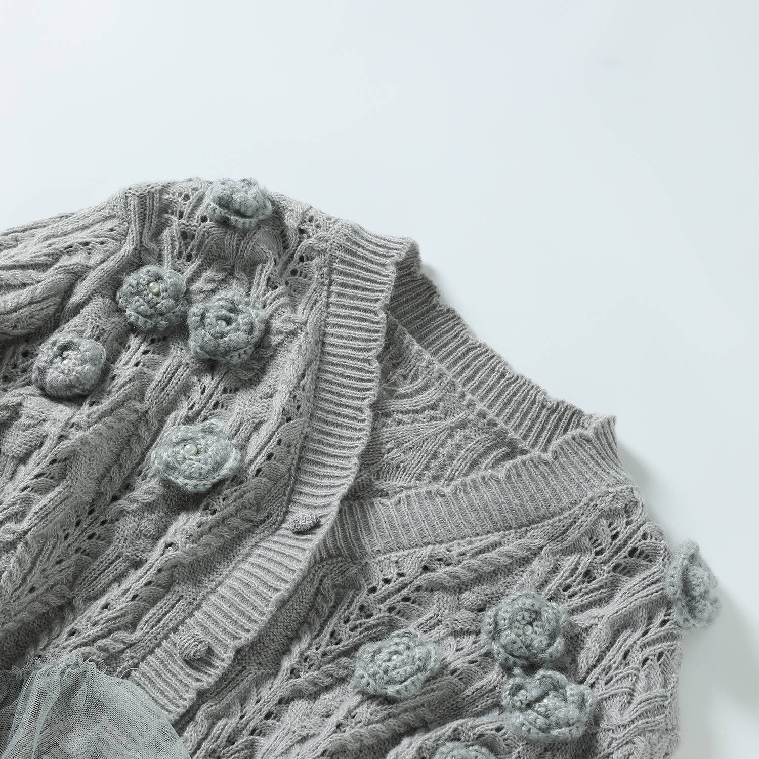 PEACH ACCESSORIES - Wholesale Cardigan - Dames - Superzacht vest met rozenbloemdetails SK13110