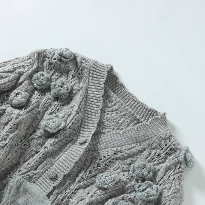 PEACH ACCESSORIES – wholesale Cardigan – Women’s – Super Soft Cardigan with Roses Flower Details SK13110