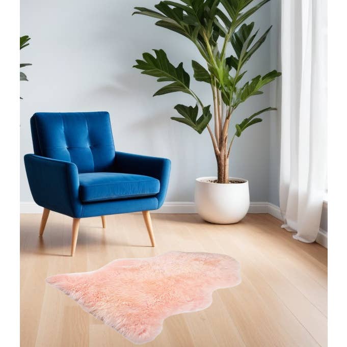 2' X 3' Rose New Zealand Natural Shearling Sheepskin Rug for wholesale by HomeRoots